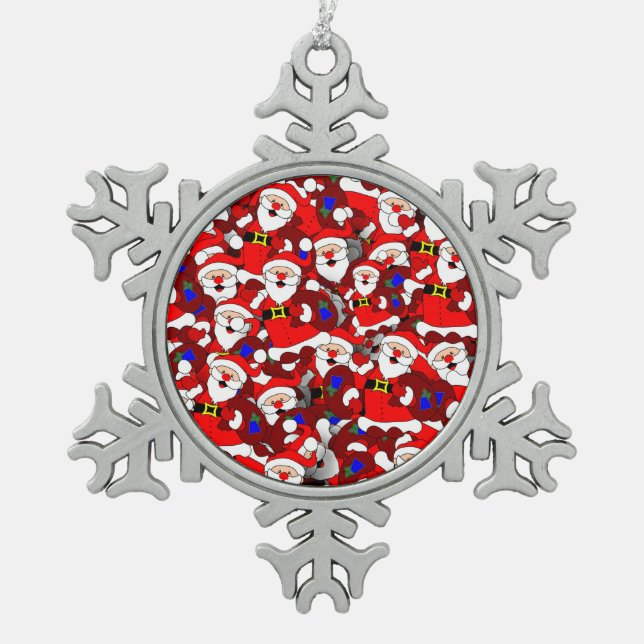 happy santa pewter ornament (Front)