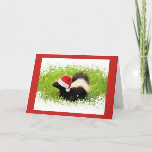 Happy Santa Skunk Christmas Holiday Card