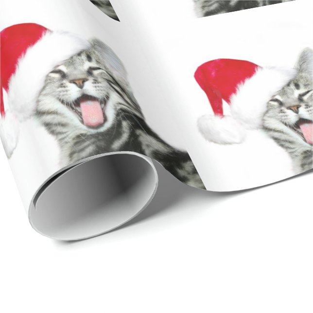Happy Santa tabby kitten Wrapping Paper (Roll Corner)