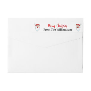 Happy Santas Merry Christmas Return Address Wrap Around Label