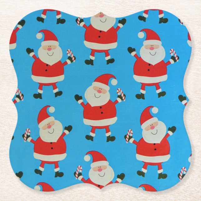 Happy Santas Paper Coaster (Front)