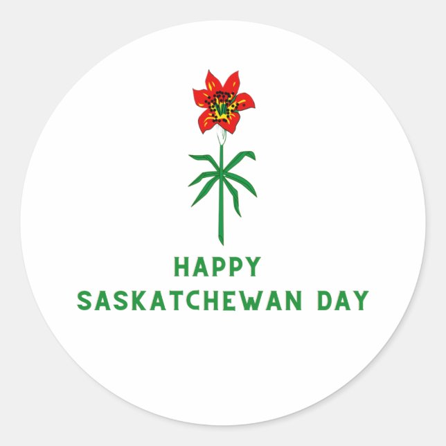 HAPPY SASKATCHEWAN DAY CLASSIC ROUND STICKER (Front)
