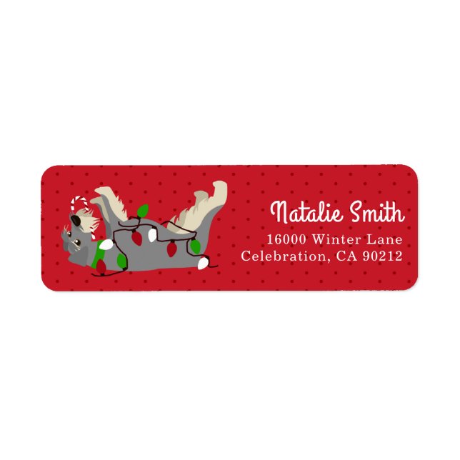 Happy Schnauzer Christmas Lights Label (Front)