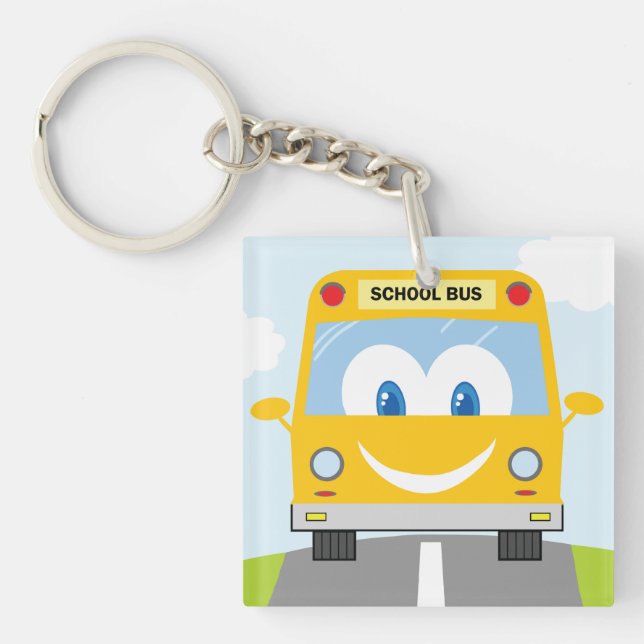 Happy School Bus Keychain (Front)