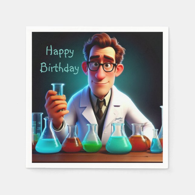 Happy Scientist Birthday Napkin (Front)