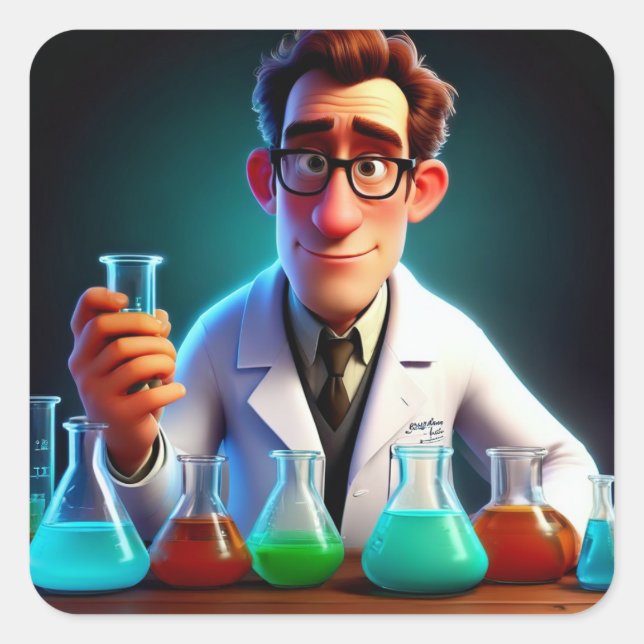 Happy Scientist Birthday Square Sticker (Front)