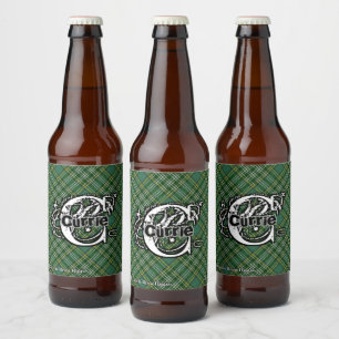 Happy Scotsman Clan Currie Tartan Monogram Beer Bottle Label