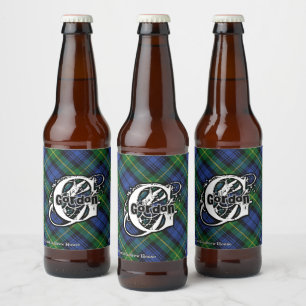 Happy Scotsman Clan Gordon Tartan Monogram Beer Bottle Label