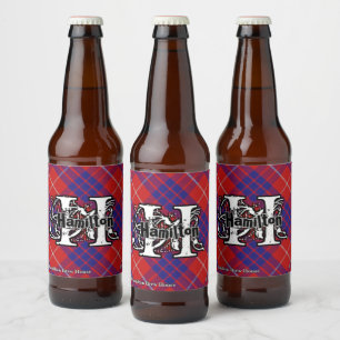 Happy Scotsman Clan Hamilton Tartan Monogram Beer Bottle Label