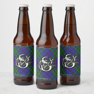 Happy Scotsman Clan Strachan Tartan Monogram Beer Bottle Label