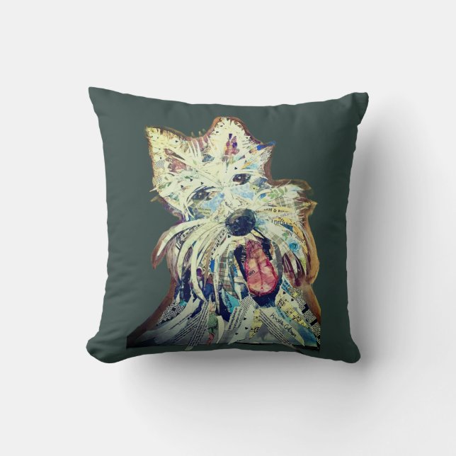 Happy Scottie Throw Pillow (Front)