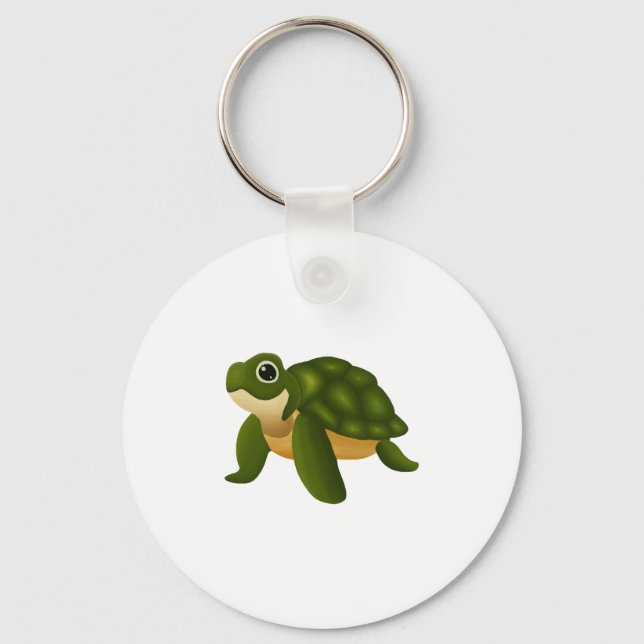 Happy Sea Turtle A Joyful Splash of Art Keychain (Front)