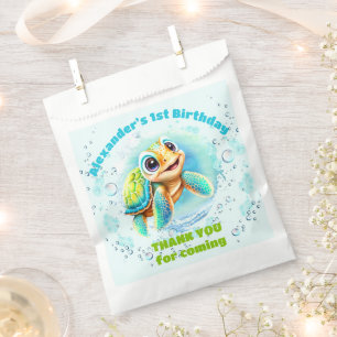 Happy Sea Turtle Boy 1st Birthday favour Bag
