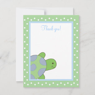 HAPPY SEA TURTLE (Green) 4x5 Flat Thank you note Card