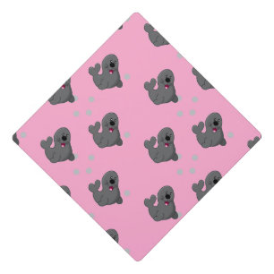 Happy seal on pink graduation cap topper