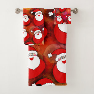 Happy Seamless Santa Claus Pattern Bath Towel Set