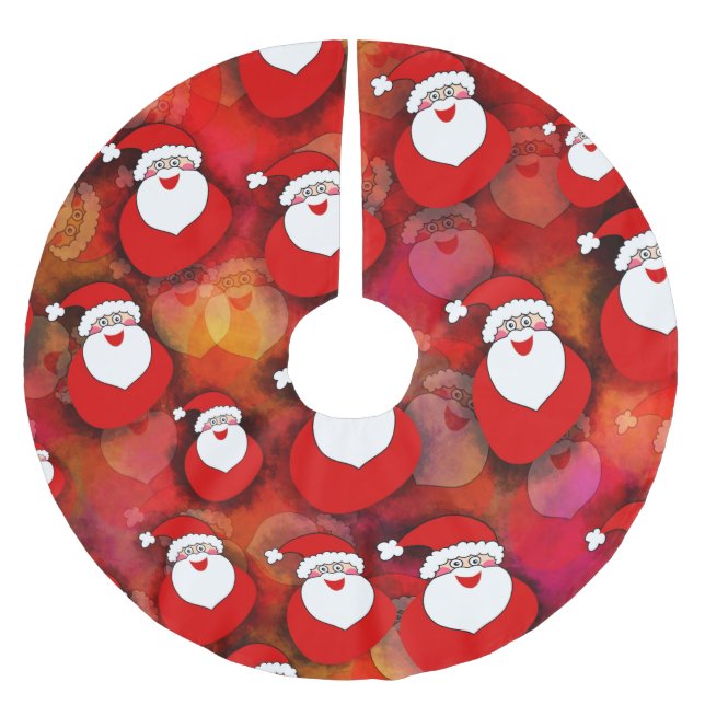 Happy Seamless Santa Claus Pattern Brushed Polyester Tree Skirt (Front)