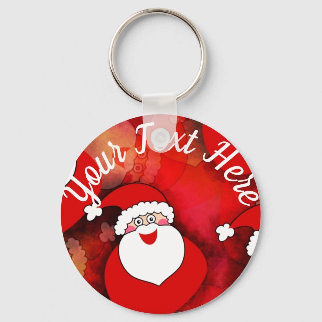 Happy Seamless Santa Claus Pattern Keychain (Front)