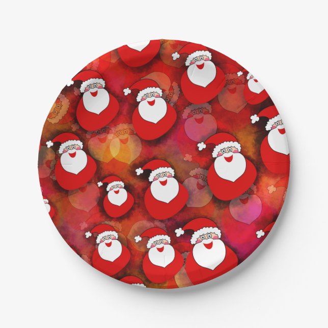 Happy Seamless Santa Claus Pattern Paper Plate (Front)