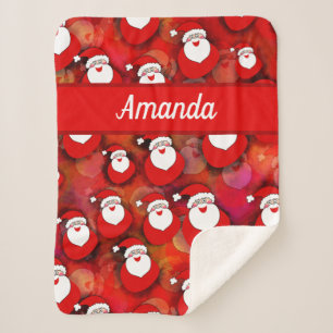 Happy Seamless Santa Claus Pattern Sherpa Blanket