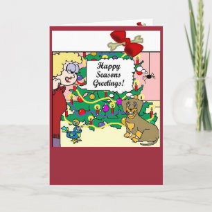Happy Seasons Greetings with a cartoon story Holiday Card