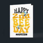 Happy Second Bee Day Birthday Honey Bee Card<br><div class="desc">This cute birthday card,  is a fun way to celebrate the birthday of one of your favourite people!
This card can be customised with the birthday boy or girls name.</div>