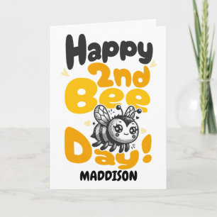 Happy Second Bee Day Birthday Honey Bee Card