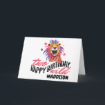 Happy Second Two Wild Safari Themed 2nd Birthday  Card<br><div class="desc">This cute birthday card,  is a fun way to celebrate the birthday of one of your favourite people!
This card can be customised with the birthday boy or girls name.</div>