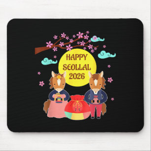 Happy Seollal 2026 Korean Lunar New Year Of The Ho Mouse Pad