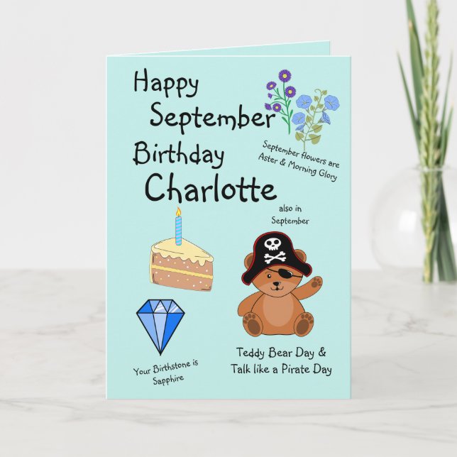 Happy September Birthday Folded Greeting Card (Front)
