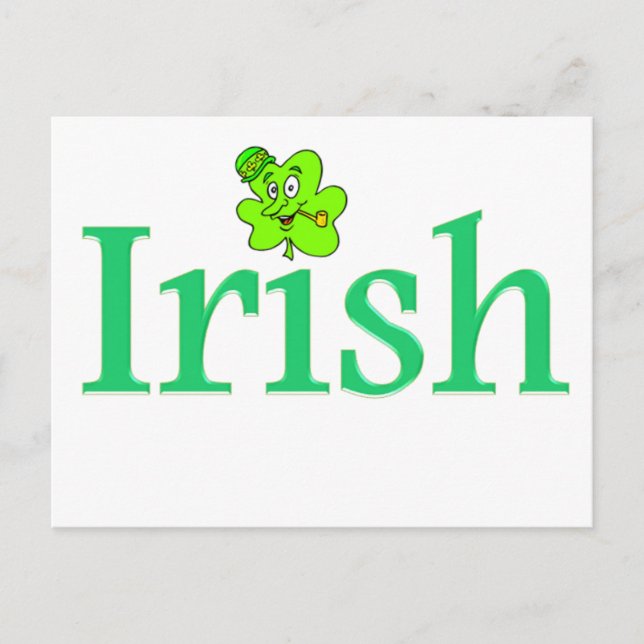 Happy Shamrock Irish Lucky Green Pipe Postcard (Front)