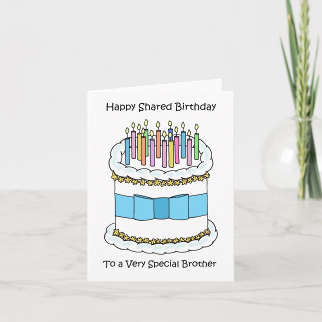Happy Shared Same Day Joint Birthday Brother Card (Front)