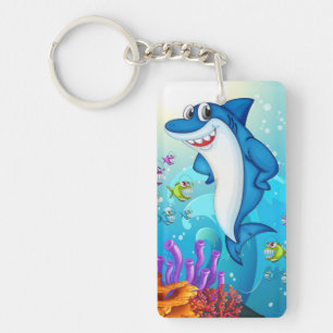 Happy Shark Cartoon-23685 Keychain