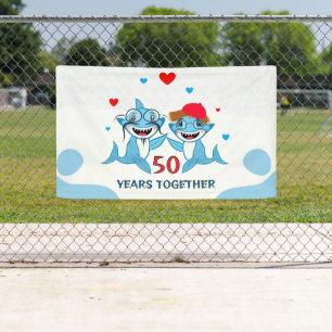 Happy Shark Family Anniversary Banner