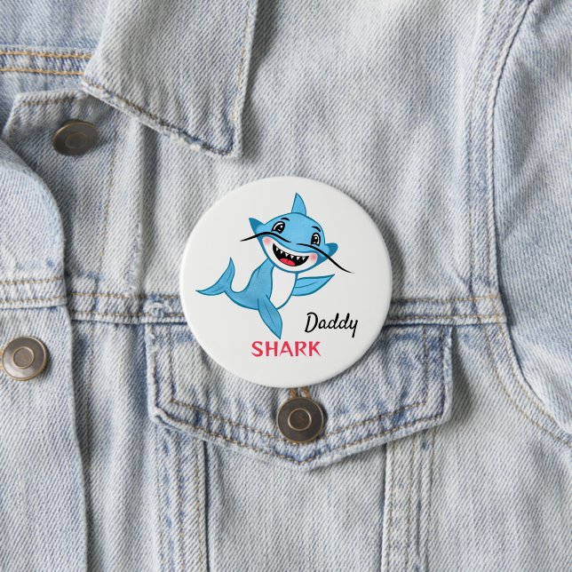 Happy Shark Family Daddy 3 Inch Round Button (In Situ)