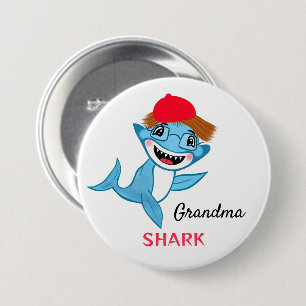 Happy Shark Family Grandma Shark 3 Inch Round Button