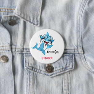 Happy Shark Family Grandpa Shark 3 Inch Round Button