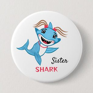 Happy Shark Family Sister Shark 3 Inch Round Button