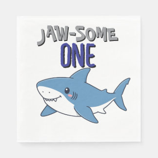 Happy Shark Jaw-some One 1st birthday Napkin