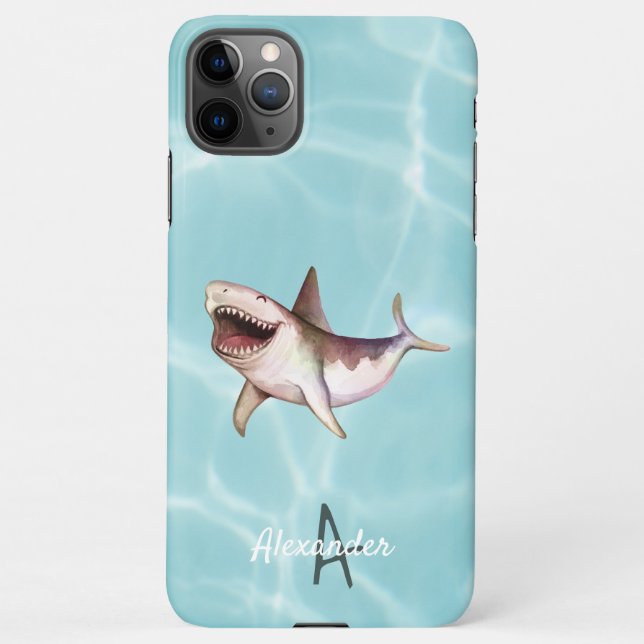 Happy SHARK Ocean Life Personalized Budget Named iPhone Case (Back)