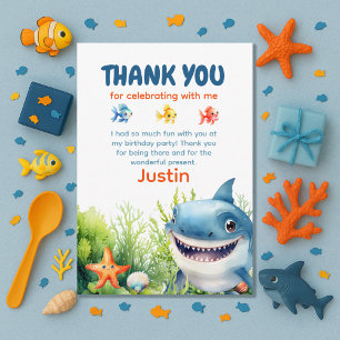 Happy Shark Under the Sea Birthday Thank You