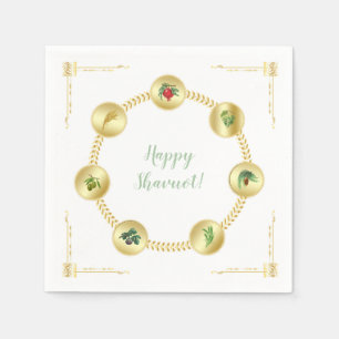 Happy SHAVUOT decorative ornament seven species Napkin