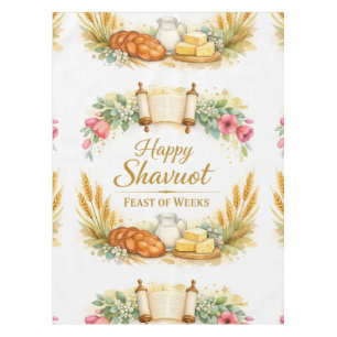 Happy Shavuot Feast of Weeks Painting Jewish Gift Tablecloth