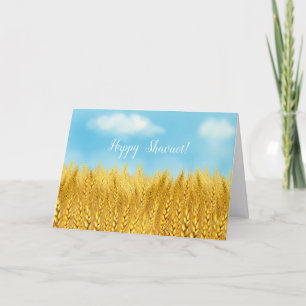 Happy SHAVUOT Gold Wheat Field Watercolor Greeting Card