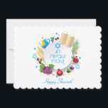 Happy Shavuot - Hebrew text, Jewish Holiday card<br><div class="desc">Happy Shavuot!
Happy Shavuot - Hebrew text,  Jewish Holiday greeting card,  torah,  traditional seven species fruits,  barley,  wheat,  figs,  grape,  date palm fruit,  olives,  pomegranate vector,  Pentecost,  Israel festival,  Jerusalem,  Celebrate,  Invitation,  Blessings Shavuot.</div>