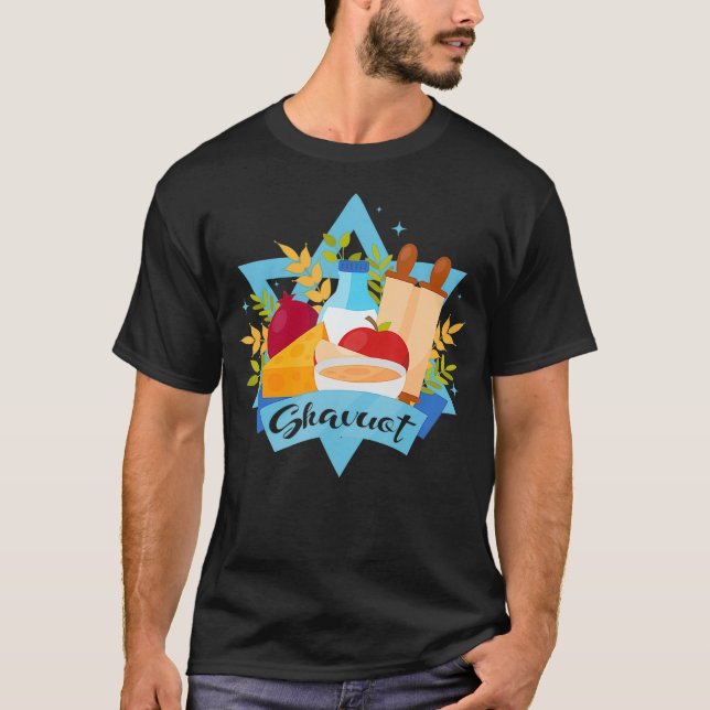 Happy Shavuot Jewish Celebration Hebrew Judaism T-Shirt (Front)