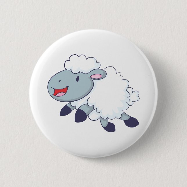 Happy Sheep 2 Inch Round Button (Front)