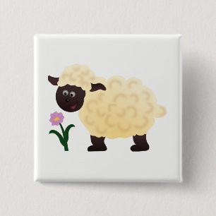 Happy Sheep 2 Inch Square Button