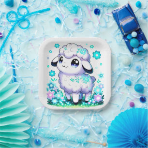 Happy Sheep Baby Shower Paper Plate