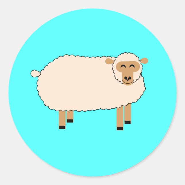 Happy Sheep Classic Round Sticker (Front)